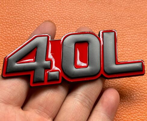 4.0L Metal Car Emblem Logo, Car Emblems 3D Sticker Badge Decal Car Truck Replacement Compatible with Universal Vehicle, Car, Truck, SUV (Red/Black) in Saudi Arabia