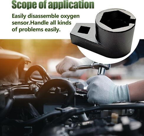 1 PC Car Offset Oxygen Sensor Socket, Waterproof Durable Metal Vehicle Offset Oxygen Sensor Plug Accessories, Universal Oxygen Sensor Offset Puller for Most Models Cars (Black) in Saudi Arabia