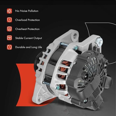 A-Premium Alternator Compatible with Kia - 2010-2011 - Soul1.6L, 12V 90Amp 6-Groove Pulley Clockwise, Replace# 37300-2B101 in Saudi Arabia