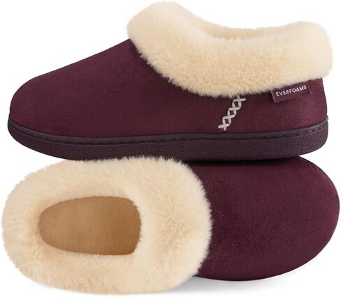 EverFoams Women's Faux Fur Bootie Slippers Ladies House Shoes with Bedroom Memory Foam and Indoor Outdoor Rubber Sole Tan, 9-10 US in Saudi Arabia