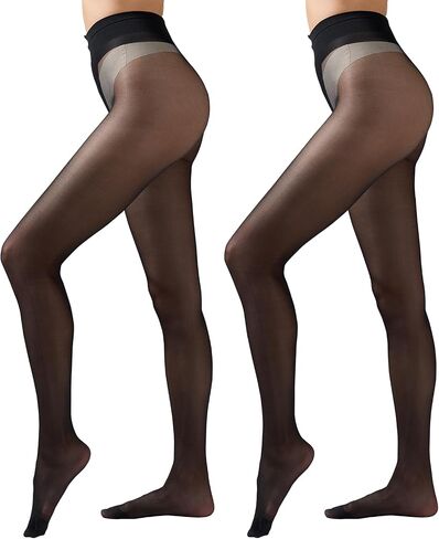 2 Pairs Women's 20D Ultra Sheer Tights with Bikini Gusset, Everyday Comfort for Dresses & Pants in Saudi Arabia