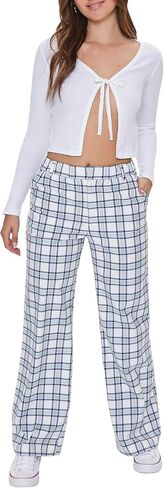 Forever 21 Women's Plaid Wide-Leg Pants in Saudi Arabia