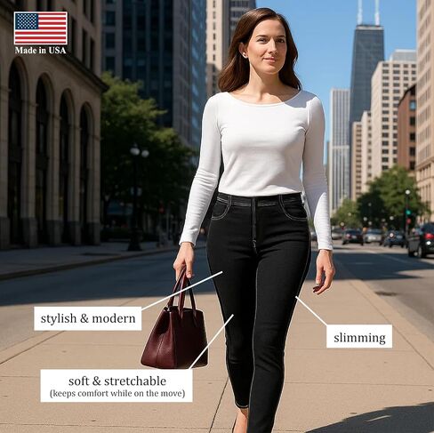 iCantoo/Sun Moda Slim Leg Ankle Pant Made in USA in Saudi Arabia