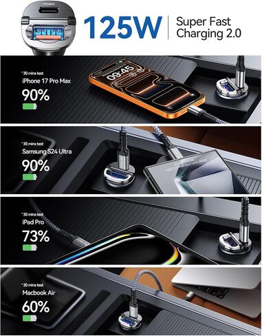 MRGLAS [PD65W & QC60W] USB C Car Charger Fast Charging,[Pull Ring Design][All Metal] Cigarette Lighter Car Charger,Dual Port for 15 14 Pro Max Plus iPad Samsung MacBook in Saudi Arabia