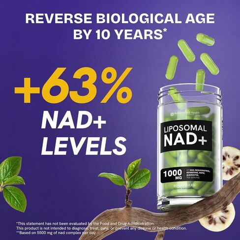 Liposomal NAD Supplements for Women Resveratrol NAD + Supplement w/Berberine, Quercetin, Noni | Boosts NAD Anti-Aging, Bravfin Support, Gut Heath - 60 Capsules in Kuwait