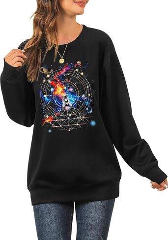Ezcosplay Women Space Astronaut Sweatshirt Universe Planet Galaxy Graphic Pullover Tees Funny Sci-Fi Shirt Outfit in Saudi Arabia