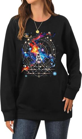 Ezcosplay Women Space Astronaut Sweatshirt Universe Planet Galaxy Graphic Pullover Tees Funny Sci-Fi Shirt Outfit in Saudi Arabia