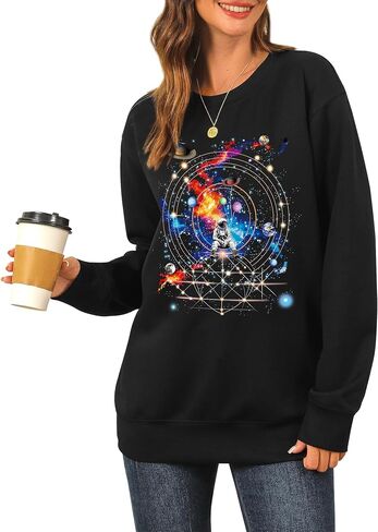 Ezcosplay Women Space Astronaut Sweatshirt Universe Planet Galaxy Graphic Pullover Tees Funny Sci-Fi Shirt Outfit in Saudi Arabia