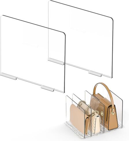 Bag & Purse Organizer for Closet: Adjustable Clear Handbag Storage Shelf - Plastic Clutch Dividers for Closet Organizers and Storage - Keep Carteras & Pocketbook Upright in Saudi Arabia