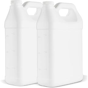 kitchentoolz 1 Gallon F-Style HDPE Jug with Secure Seal Lid - Heavy-Duty Storage Bottle, Automotive Fluid Oil, Chemical & Water Transport Container - Pack of 4