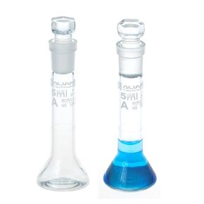 ALWSCI 5ML Volumetric Measuring Flask Set NS10/13 Glass Stopper, Graduated, ASTM Class A Borosilicate Glass 3.3 for Laboratory, 2PCS