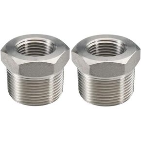 Beduan Stainless Steel Reducer Hex Bushing 2" Male NPT to 3/4" Female NPT Reducing Cast Pipe Adapter Fitting for Air Water Gas Fuel(Pack of 2)