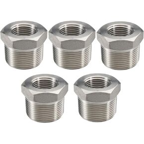 Beduan Stainless Steel Reducer Hex Bushing 3/4" Male NPT to 1/2" Female NPT Reducing Cast Pipe Adapter Fitting for Air Water Gas Fuel(Pack of 5)