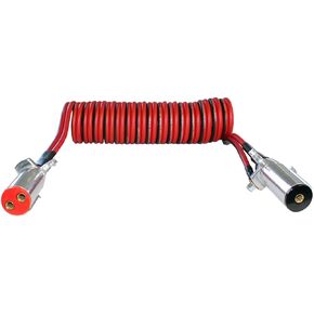 Tectran Heavy Duty Crossover Tailgate Battery Charging Powercoil | DTB Series | One Dual Pole/One Single Pole Buffalo Plugs | (15' Length x 12" Tractor Lead)