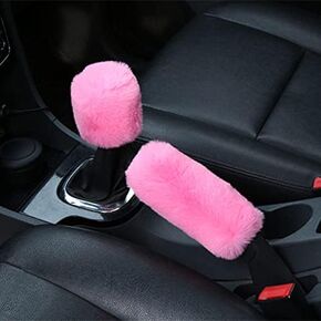 Goliton Black Plush Auto Car Handbrake Cover Sleeve Gear Sets Automotive Car Gear Suit (Pink)
