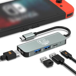 USB C Hub, Ethernet Adapter HDMI Docking Station for Nintendo Switch/Switch OLED/MacBook/iPad/iPhone/Android Phone/Laptop, 5in1 Portable Multiport TV Adapter Samsung Dex Electronic Accessories(2 pack)