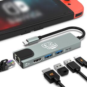 USB C Hub, Ethernet Adapter HDMI Docking Station for Nintendo Switch/Switch OLED/MacBook/iPad/iPhone/Android Phone/Laptop, 5in1 Portable Multiport TV Adapter Samsung Dex Electronic Accessories(2 pack) in Saudi Arabia