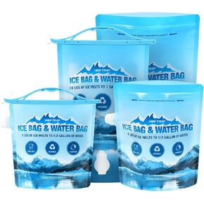 HEYTRIP 4 Pack Reusable Ice Bags for Cooler 2.5lb 5lb Ice Cube Bags, Long Lasting Cold Dry Freezer Packs, Leakproof Water Container - Fill it with Ice to Keep Cooler Cold and Drink its ICY Water