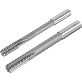 uxcell 3/8" and 5/16" Chucking Reamer Set, High Speed Steel HSS Lathe Machine Reamer 6 Straight Flutes, Round Shank Milling Cutting Tool, for Metal Non-Ferrous Metal Copper