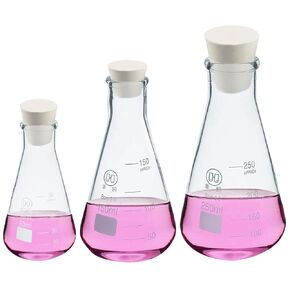 ADAMAS-BETA 3pcs Erlenmeyer Flask Lab Chemistry Glass Flasks Science Beakers Set 50ml,150ml,250ml Flat Bottom Glassware