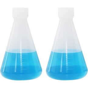 ULAB Scientific Conical Polypropylene Erlenmeyer flasks 2000ml Narrow Neck with Screw Cap Sets, Molded Graduations, UEF1004 in Kuwait
