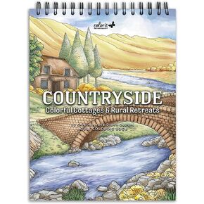 ColorIt الريف: الأكواخ الملونة والخلوات الريفية كتاب تلوين للكبار، 50 رسمًا توضيحيًا لمشاهد الريف، ورق سميك، ورق مثقوب، غطاء صلب مسطح، ورق نشاف الحبر in Kuwait