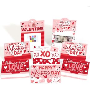 Big Dot of Happiness Assorted Happy Valentine’s Day - Valentine Hearts Party Money and Gift Card Holders - Set of 8
