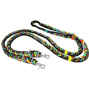 CHALLENGER Horse Western Nylon Braided Roping Knotted Barrel Reins 607246