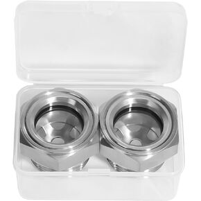3/4" NPT Male 304 Stainless Steel Oil Sight Glass Hex Head Sight Plug Liquid Level Gauge Oil Indicator Sight Window for Air Compressor Gearbox Fittings Hydraulic Tank (2pcs 3/4" NPT Stainless Steel)