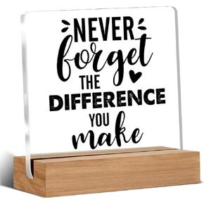 Appreciation Gifts for Leader Boss Mentor Coworker Teacher Difference Maker Gift Difference Maker Definition Clear Desk Decorative Sign Acrylic Sign With Wooden Stand for Desk Table Shelf