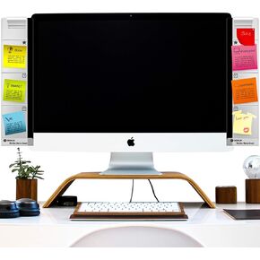 كمبيوتر لوحة مذكرة للشاشة - حامل ملاحظات لاصقة للشاشة - كابل شحن لوحة مذكرة لرسائل الهاتف - مشبك شفاف للرسائل الورقية الإبداعية متعددة الوظائف لوحات ملاحظات لاصقة للخزائن (يسار ويمين) in Kuwait