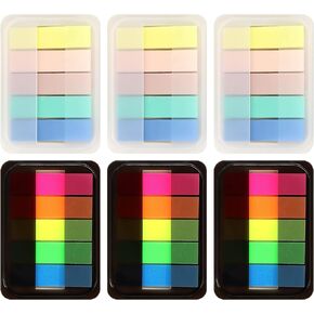 600 Pieces Sticky Index Tabs Page Flags, ALOTCHE Transparent Sticky Notes Book Sticky Tabs for Annotating Books, Neon Pop Up Index Tabs Self-Adhesive Page Marks for Classify File
