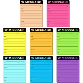 Eaasty Phone Message Pad Phone Message Sticky Notes 4 x 3.4 Inch Bright Color Self Adhesive Message Book Call Back Notepad for Home Office Supplies, Assorted Neon Colors(Bright Colors,8 Pieces)