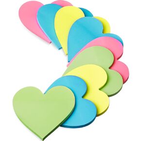 9 Pack Heart Shaped Sticky Notes Heart Shaped Notepad Sticky Notes Hearts Cute Sticky Notes Colorful Sticky Memo for Home Office School Supplies, Back to School Seasons