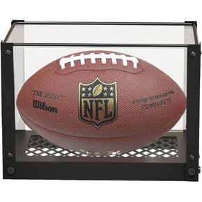 J JACKCUBE DESIGN Acrylic Basketball Display Case, Clear Display Box Showcase Holder with Metal Mesh Base for Autograph Football, Socerball, Volleyball Memorabilia Collectibles - MK633A
