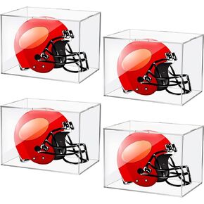 4 Pcs Mini Helmet Display Case, Acrylic Clear Mini Football/Helmet Display Box Plastic Mini Helmet Protection Holder for Collecting Sports Memorabilia Toy 5 x 5 x 7''