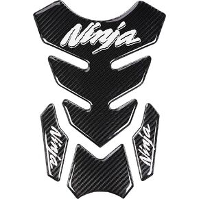 REVSOSTAR 5D Real Carbon Fiber Chrome Decal Sticker Vinyl Decal Emblem Protection Gas Tank Pad for Ninja 250 300 All Series with Keychain