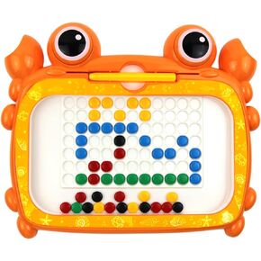 Magnetic Drawing Board for Kids,3-6 Years Old STEM Magnetic Toys with Colourful Beads and Drawing Pen,Magnetic Dot Art,Montessori Educational Preschool Toys for Boys and Girls (Small cyan)