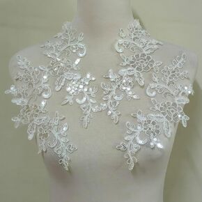 2 Pair Sequin Embroidered Clothing Accessories, Stickers/Wedding Dresses/Formal Dresses/Performance Decorations DIY Materials (Black) in Saudi Arabia