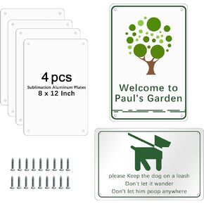 4 pcs sublimation metal sign blanks，8X12 inch sublimation sign blanks Heat Transfer blank metal sign，sublimation yard sign blanks，sublimation photo blanks
