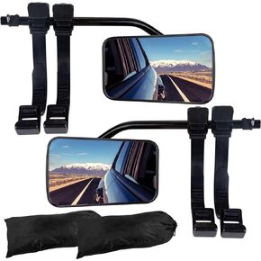 Cartman Universal Clip-on Towing Mirror, Extended Mirrors for Towing, 360 Degree Rotation Adjustable, Vibrationless, Secure Fit, 2PK