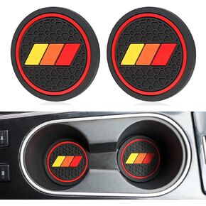 Cup Holder for Toyota Accessories Tacoma TRD Tundra Rav4 Highlander Camry, Classic Retro Style Tri-Color Interior Insert Coaster (2.75 Inch, Yellow-Orange-Red,Black)