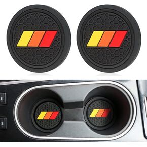 Cup Holder for Toyota Accessories Tacoma TRD Tundra Rav4 Highlander Camry, Classic Retro Style Tri-Color Interior Insert Coaster (2.75 Inch, Yellow-Orange-Red,Black)
