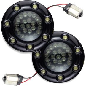 Eagle Lights 2? Bullet Rear LED Turn Signals with LED Ring Covers for Harley Davidson - 1156 Base - (2) Rear Turn Signals