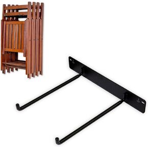 StoreYourBoard Chair Storage Rack and Storage Shelf, Folding and Beach Chair Wall Mount, Home and Garage Hook Hanger System, Black Solid Steel Holds 300 lbs