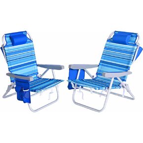 SUNNYFEEL Extra Wide Low Beach Chair 5 Position Lay Flat 500 LBS Heavy Duty, XL Oversized Portable Folding Camping Chairs with Cup Holder for Outdoor/Trip, Lightweight Backpack Beach Chair for Adults