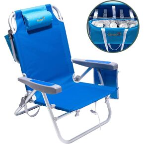 SUNNYFEEL Extra Wide Low Beach Chair 5 Position Lay Flat 500 LBS Heavy Duty, XL Oversized Portable Folding Camping Chairs with Cup Holder for Outdoor/Trip, Lightweight Backpack Beach Chair for Adults