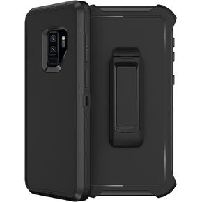 for Samsung Galaxy S9 Plus Case with Belt Clip Holster, 2X Screen Protector, Military Grade Protection Heavy Duty Full Body Shockproof Rugged Protective Cover for Samsung Galaxy S9+ Plus (Black)
