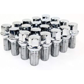 Set of 20 Veritek 14x1.5mm Chrome 24mm Thread Length 17mm Hex R12 Ball Seat Wheel Lug Bolts for Mercedes Factory Wheels