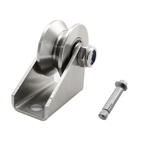 heyous Detachable Oblique Stainless Steel U-Type Groove Sliding Wheel Roller Track Rail Fixed Pulley, Silver Tone